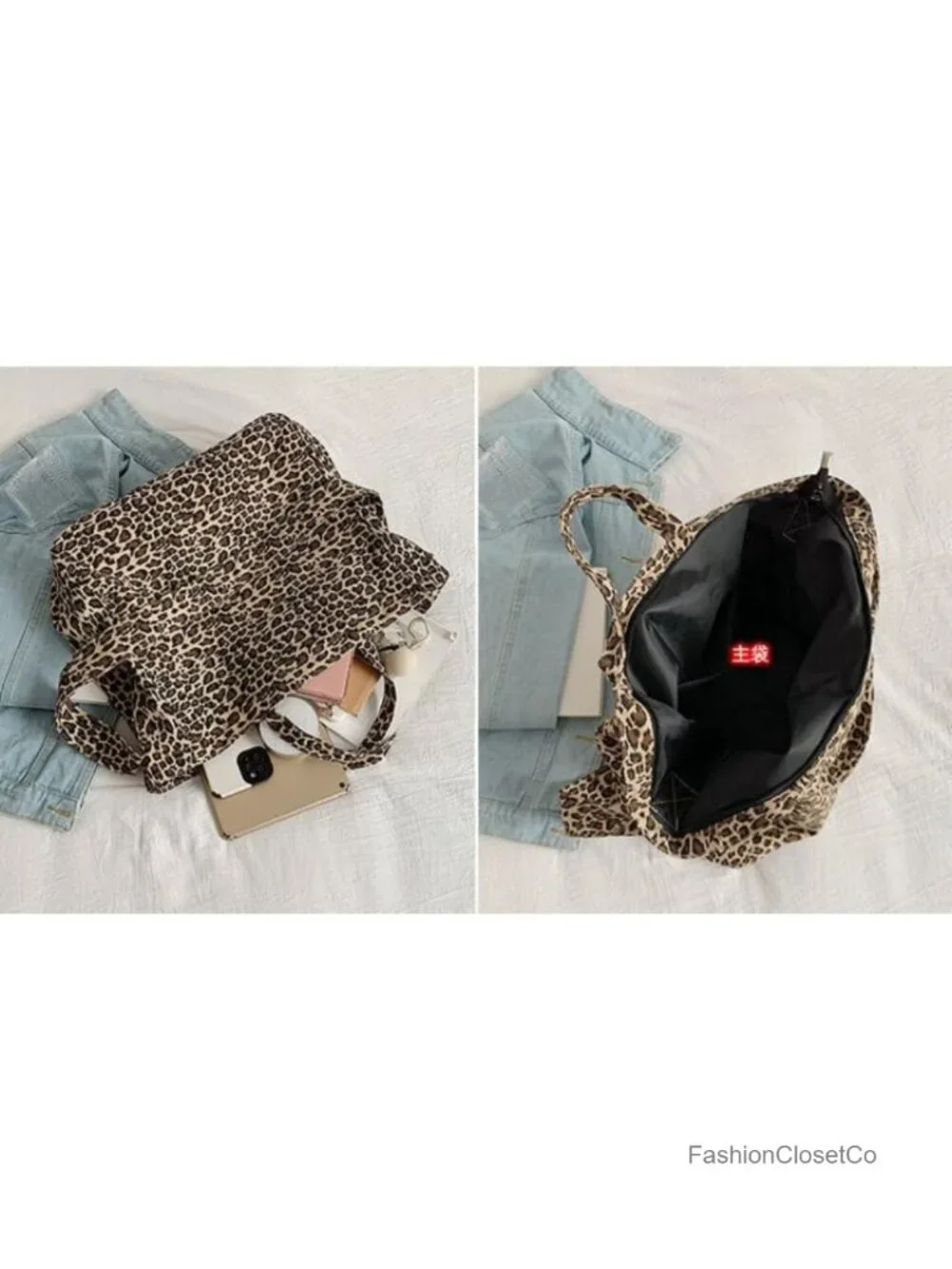 Leopard Print Hobo Bag for Women Large Capacity Shoulder Tote with Multiple